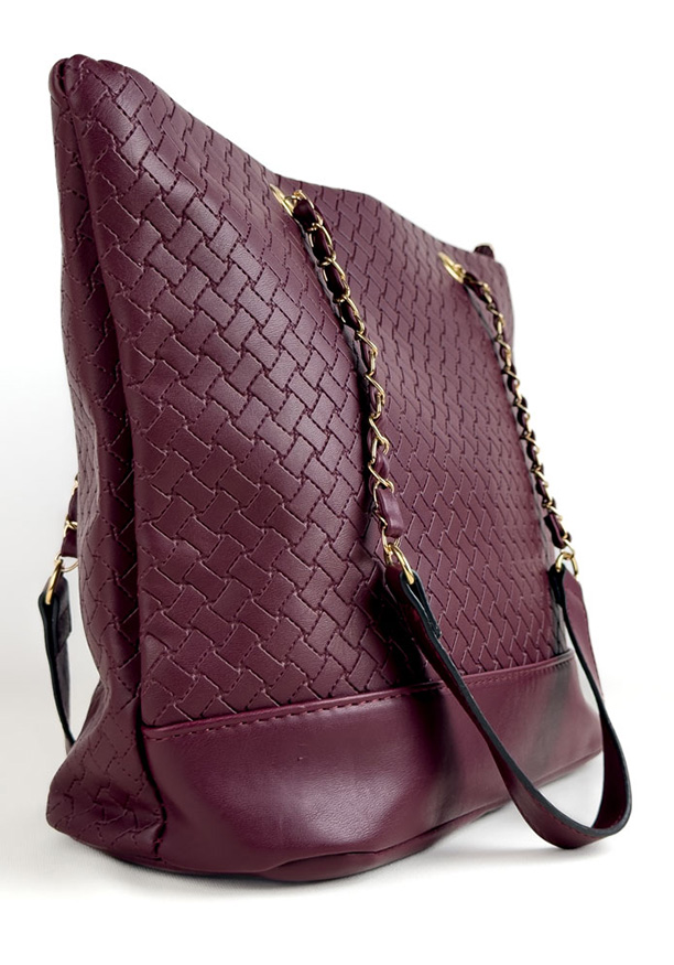 MAROON DECORATIVE CHAIN HAND BAG